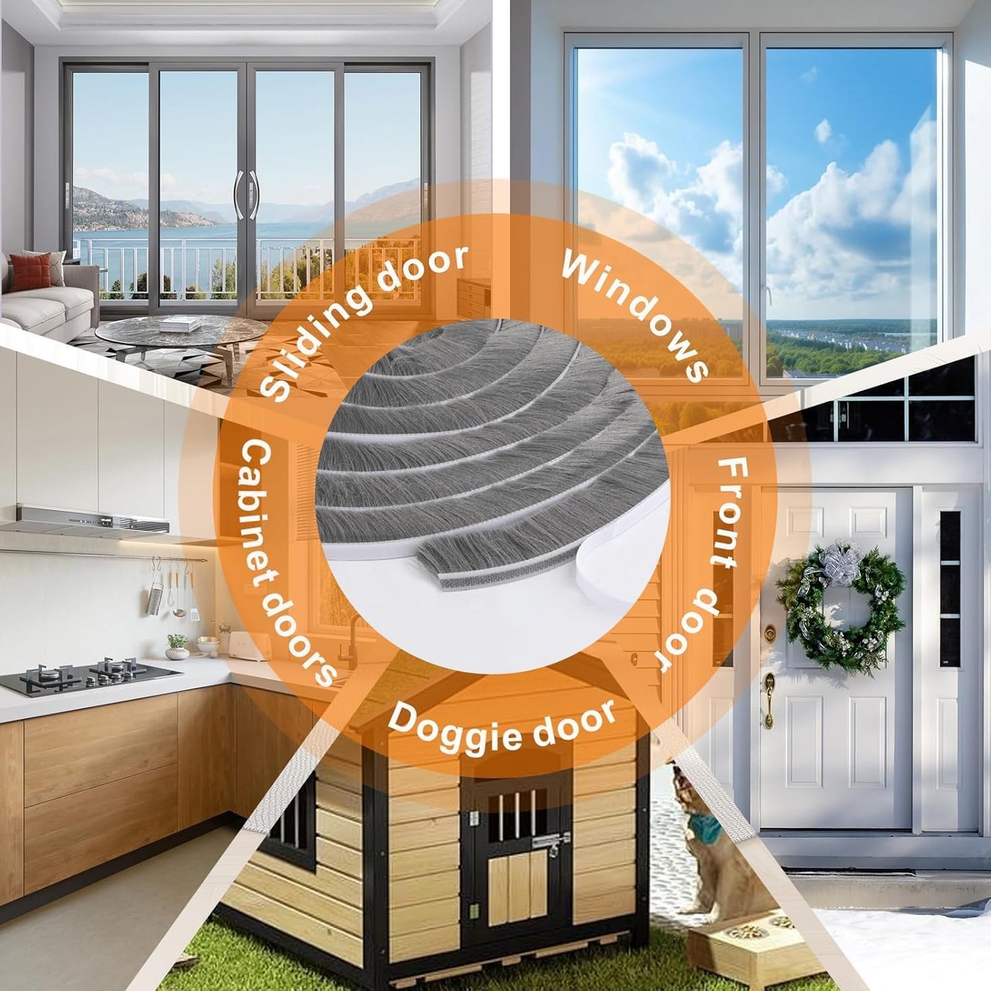 16.5FT Brush Weather Stripping, Neat Pile Self Adhesive Seal Strip for Windows and Door