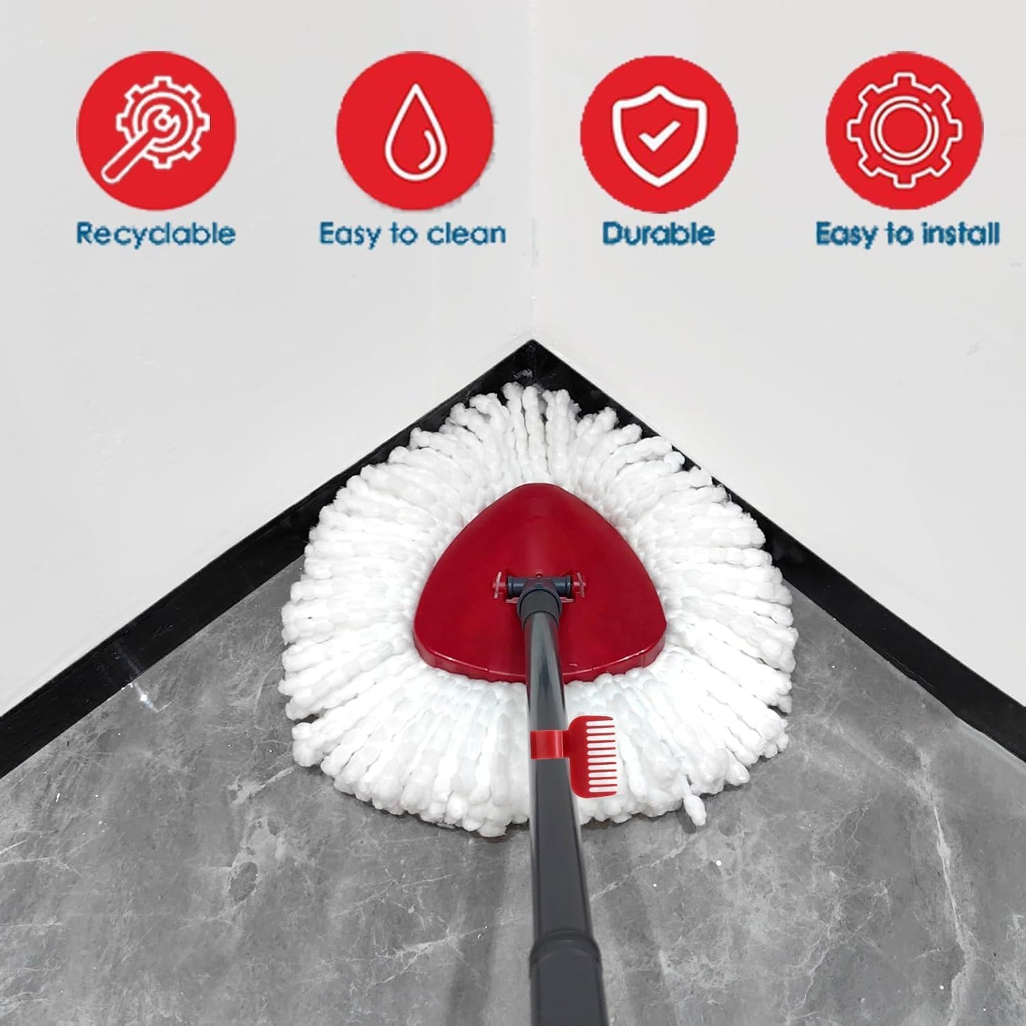 4 Pack Spin Mop Replacement Head Compatible with O Cedar EasyWring 1 Tank Microfiber, 30-58"