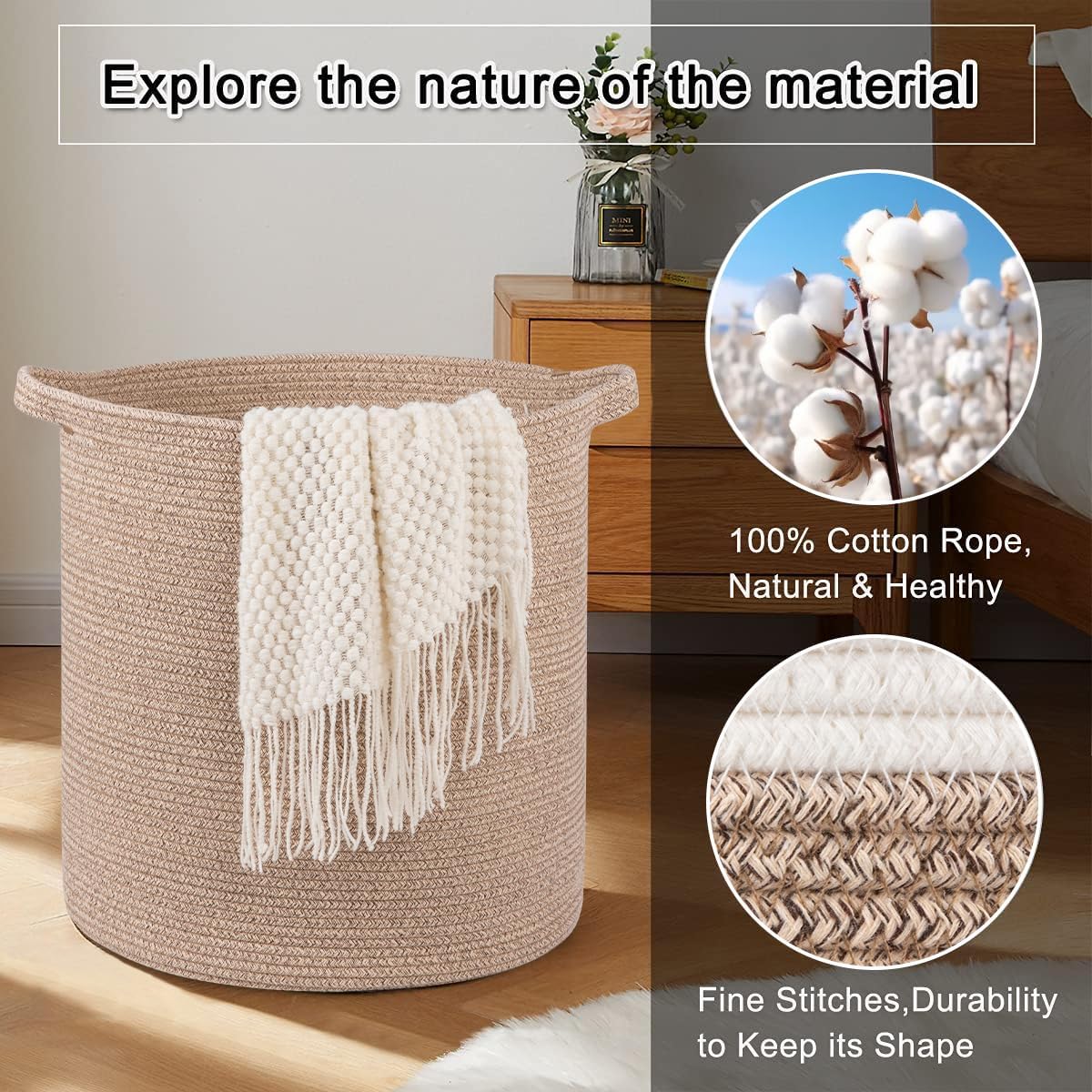 OIAHOMY 80L Laundry Hamper, Storage Basket with Handles, Laundry Basket For Toys, Pillows