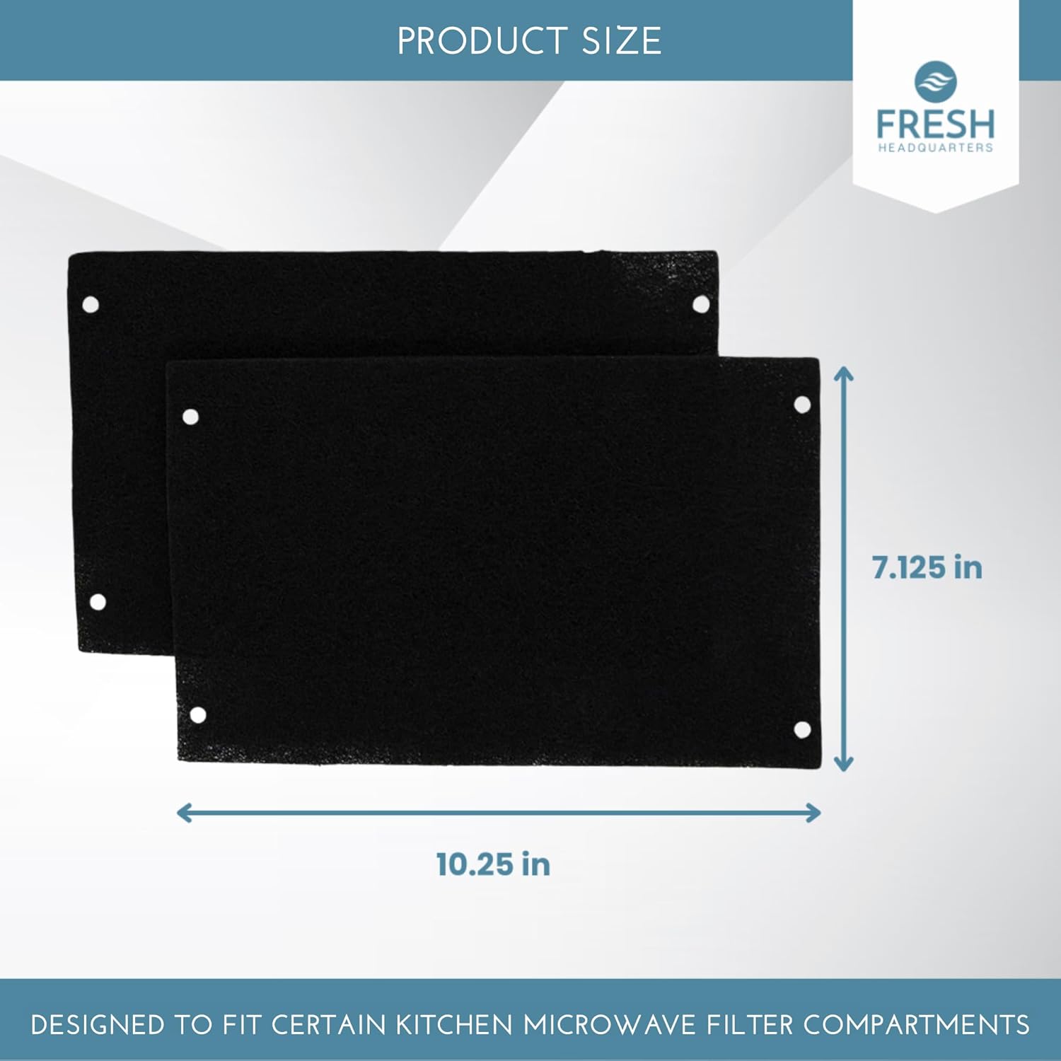 2-Pack Activated Carbon Charcoal Microwave Hood Filters - 10.25" x 7.125" Microwave Hood Filters