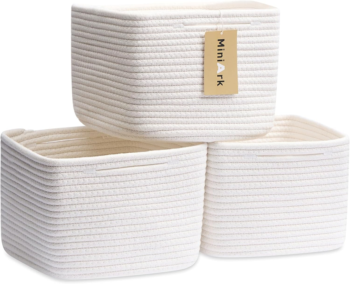 Small Organizing Baskets for Cubes Shelf, 9.7x9.7x7.1 Inch Rope Woven Storage Bins for Nursery