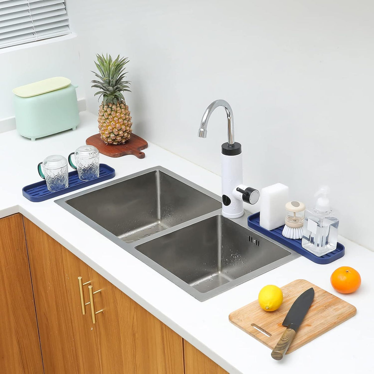 Silicone Kitchen Sink Organizer Tray for Multiple Usage,Eco-Friendly Sponges Holder for Kitchen