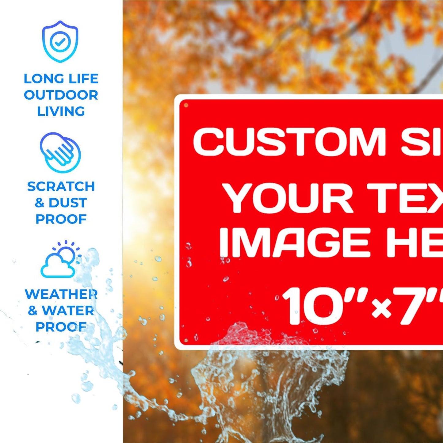 Personalized Aluminum Metal Signs - Weatherproof, Custom Text & Picture, Multiple Sizes, Hazard