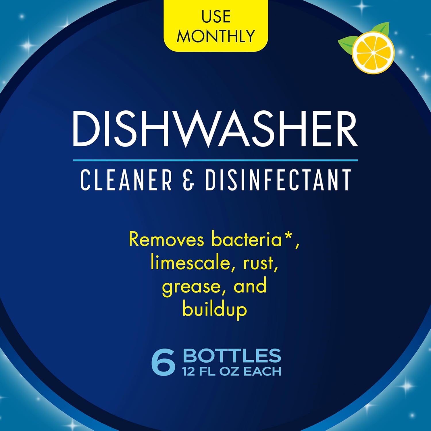 Glisten Dishwasher Cleaner, Removes Limescale, Rust, Buildup, and Grease, Lemon Scent, 12 Ounce