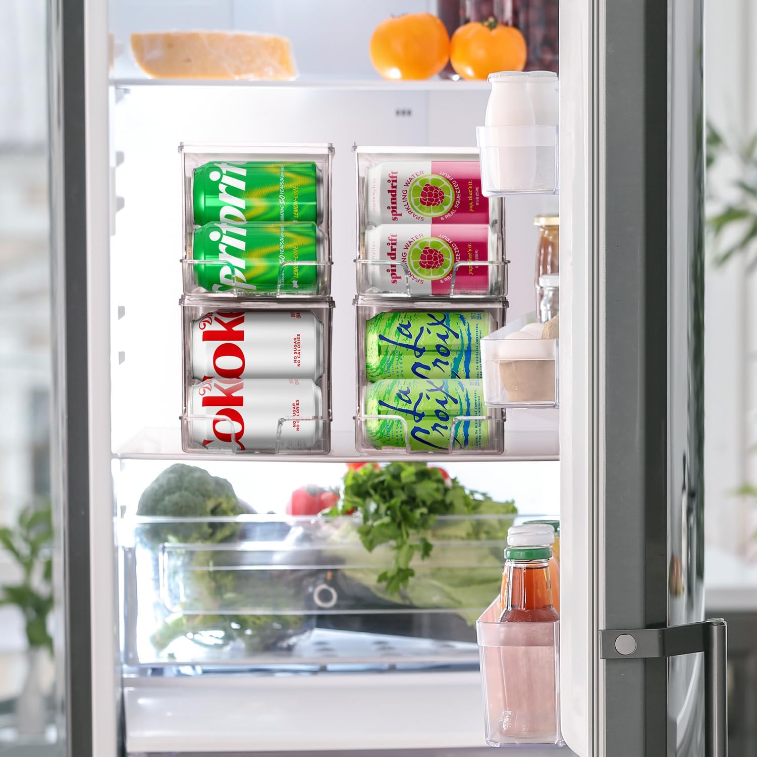 ClearSpace Soda Can Organizer & Soda Can Dispenser for Refrigerator - Fridge Organizer & Stackable