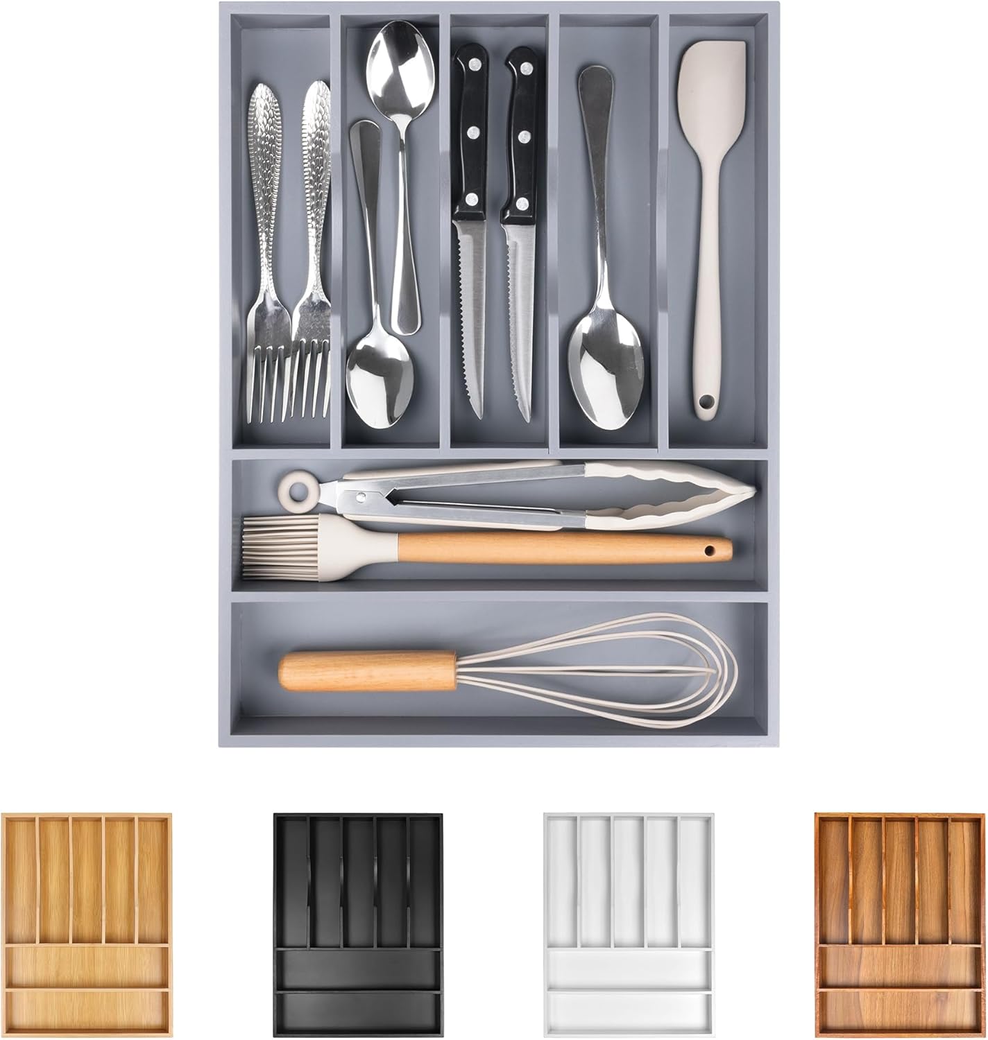 Kitchen Silverware Drawer Organizer and Storage Organizador Small De Cucharas y Tenedores Cubiertos