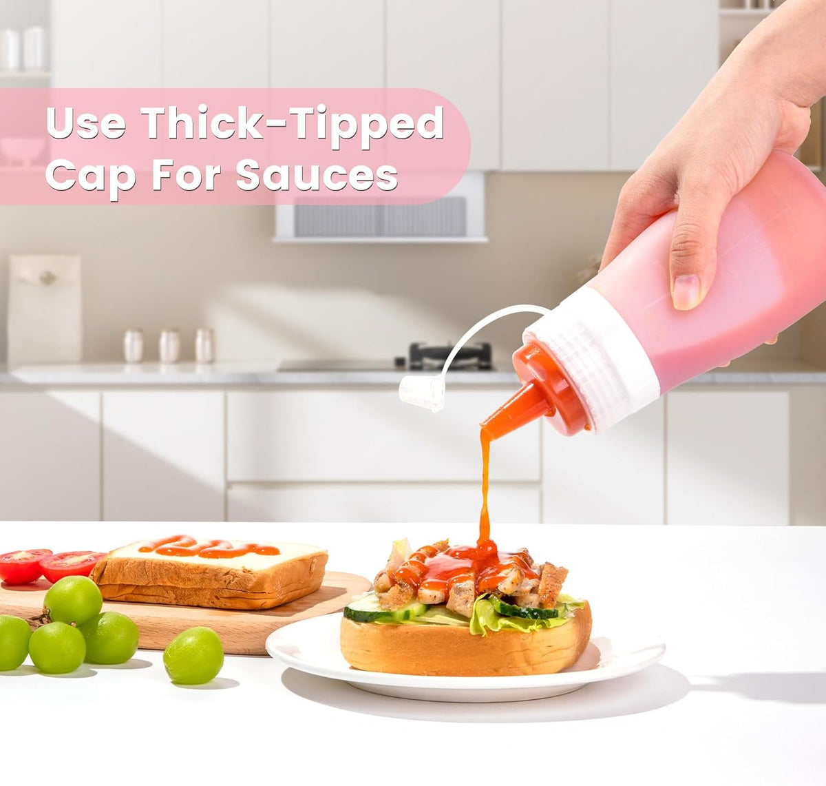 Condiment Squeeze Bottles, 16 oz Silicone Squeeze Bottles For Sauces, Leak Proof Condiment