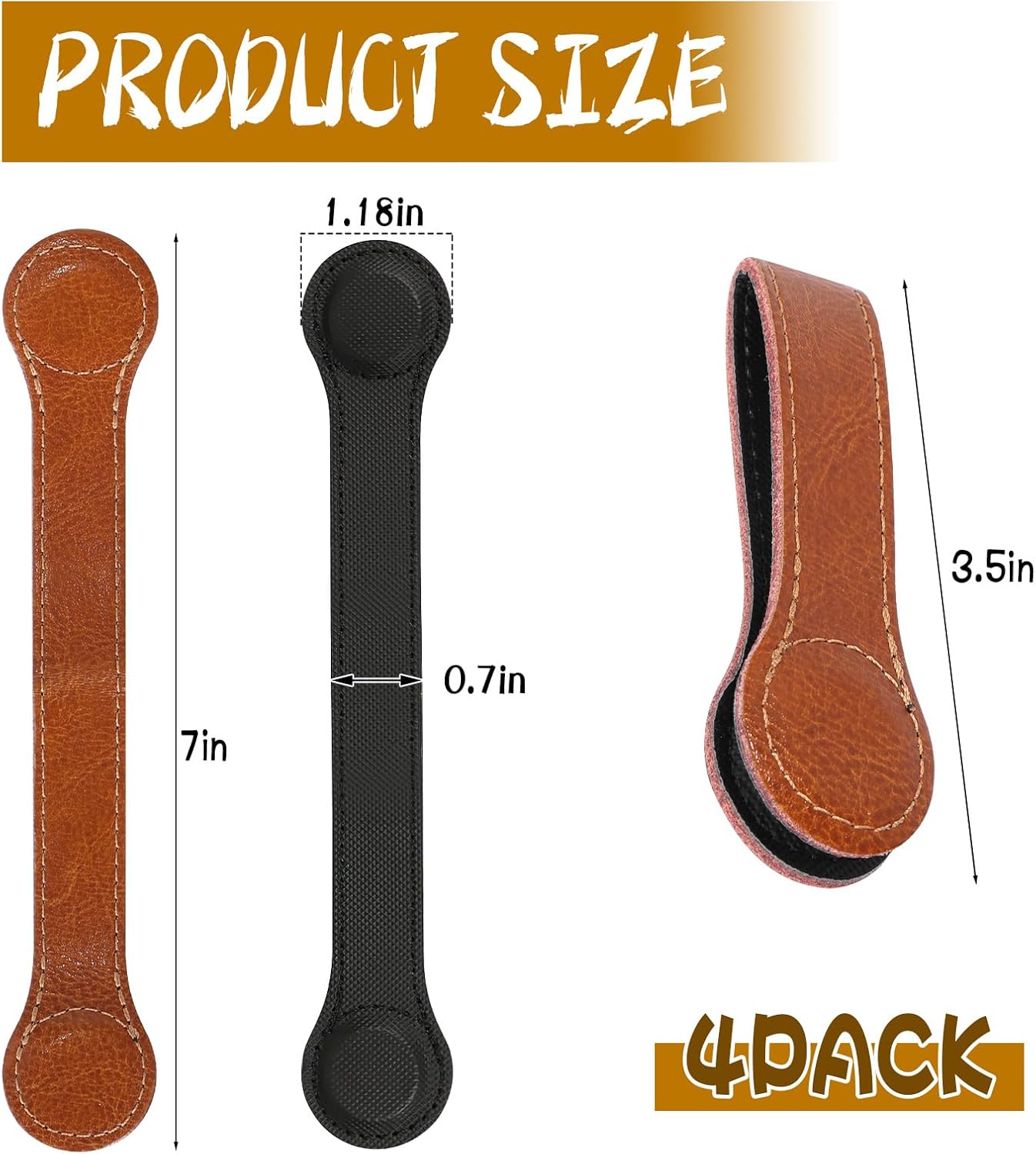 4 PCS Genuine Leather Towel Clips for Kitchen, Magnetic Hand Clips, Towel Holder with Magnet for
