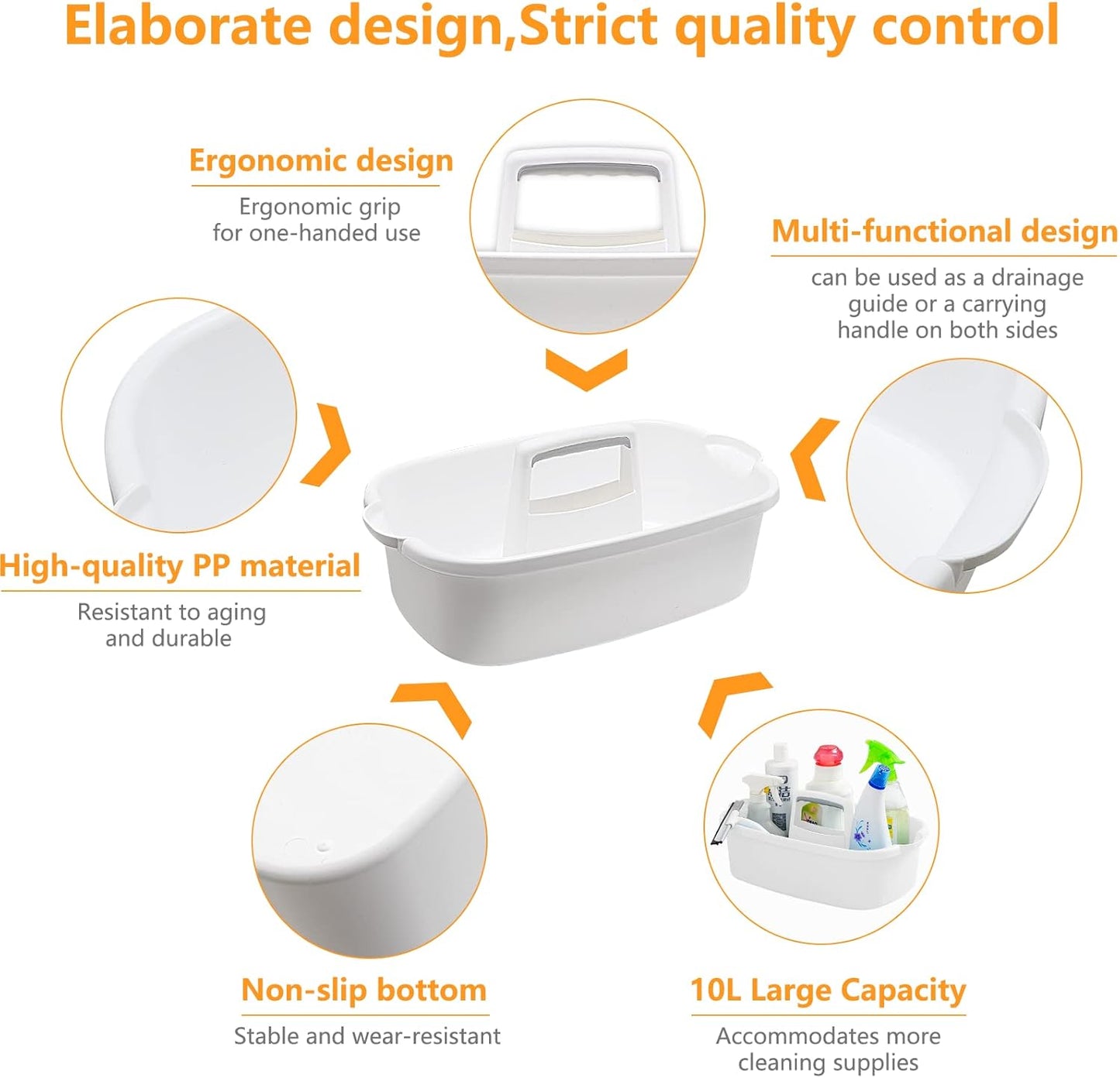 2 Pack Multi-Purpose Plastic Cleaning Caddy with Handle, Shower Caddy Organizer/Storage