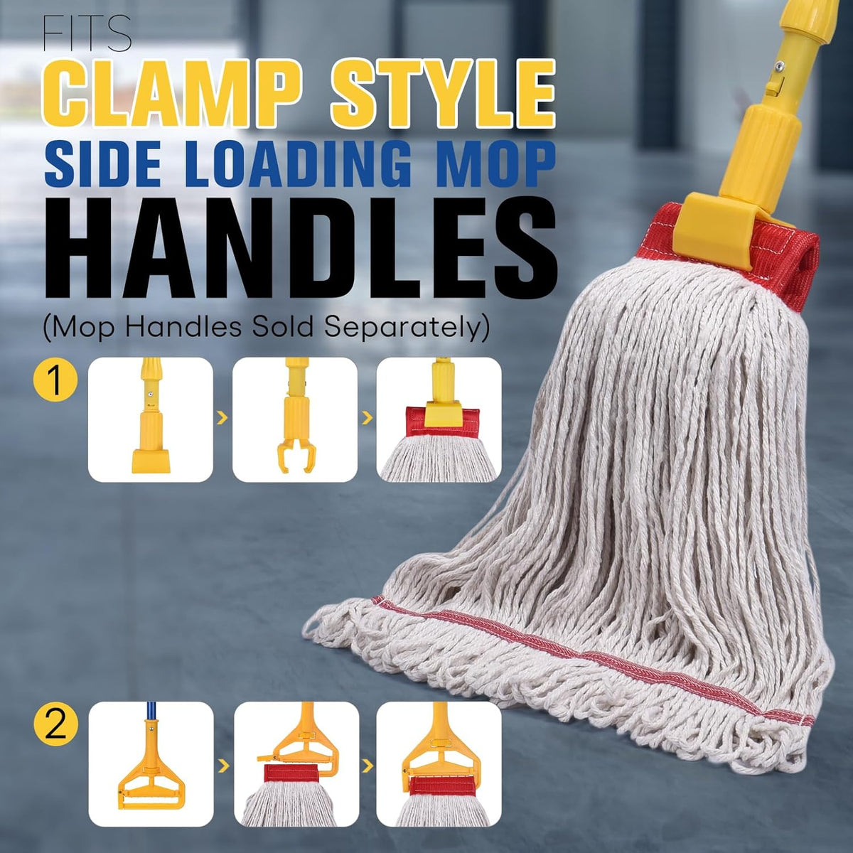 Matthew Cleaning Commercial Mop Head Replacement, 5 Inch Wide Headband, Looped End Cotton Blend