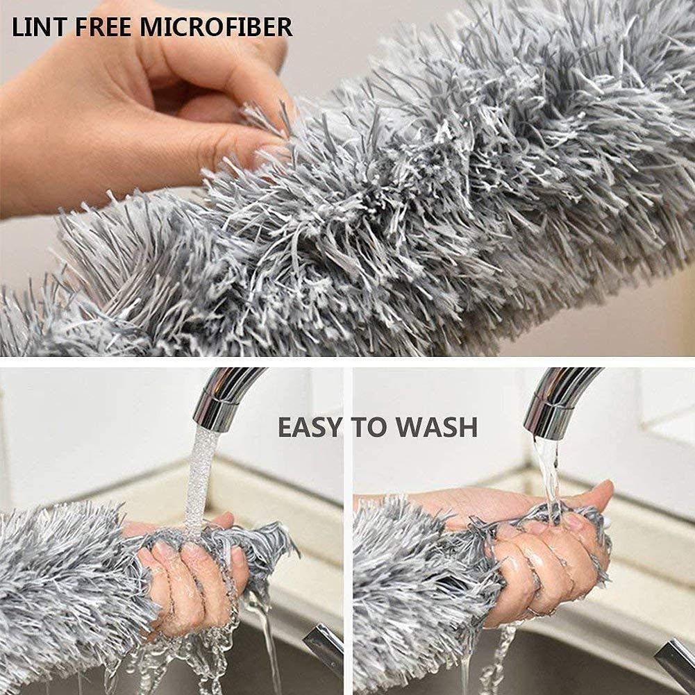 DELUX Microfiber Feather Duster Extendable Duster with 100 inches Extra Long Pole, Bendable Head &