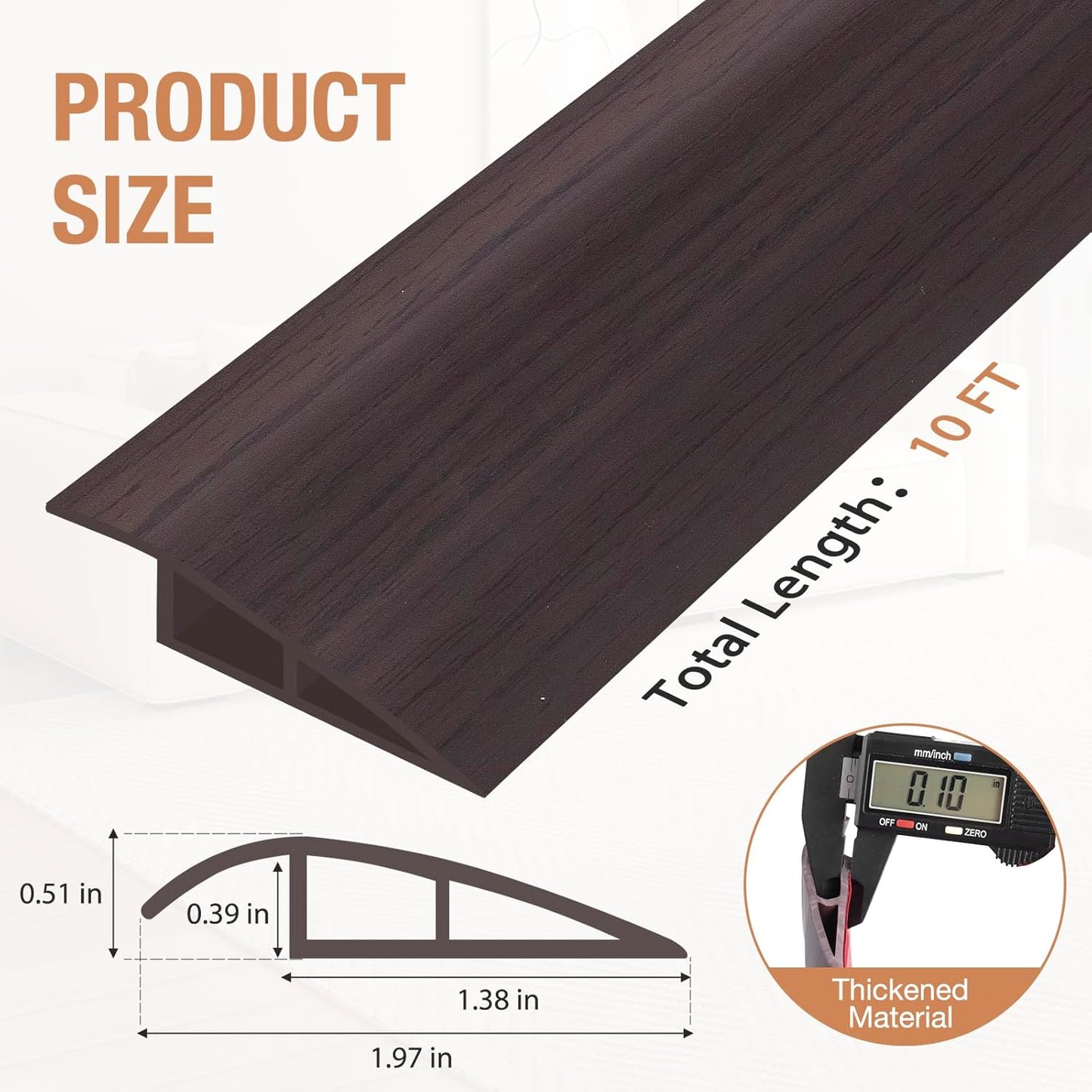 Floor Transition Strip Self Adhesive Vinyl Door Threshold for Doorways Carpet Edging Trim Overlap