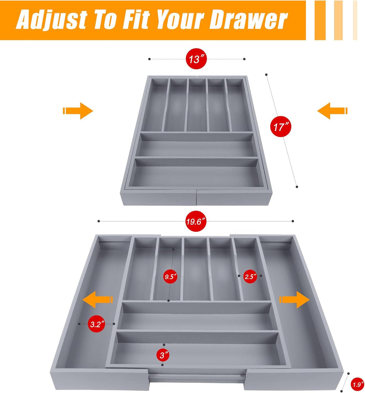 Kitchen Silverware Drawer Organizer and Storage Cabinet Utensil Rack Bathroom Counter Vanity Extra