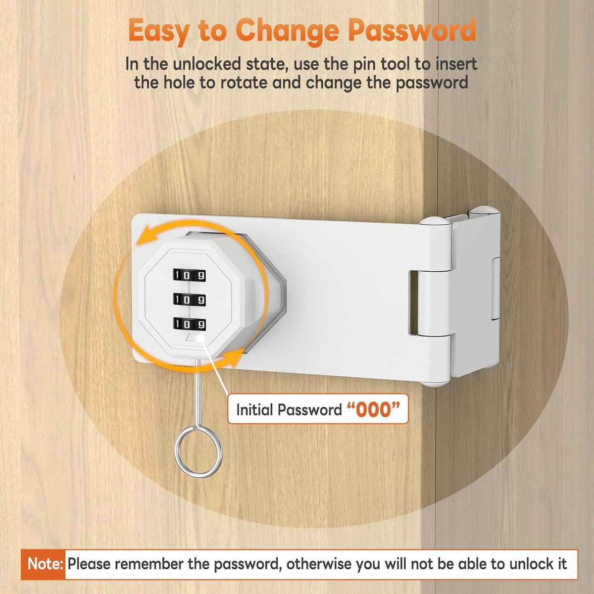 90 Degree 3-Digit Combination Cabinet Lock, Zinc Alloy Keyless Folding Hasp Lock Latch, Password