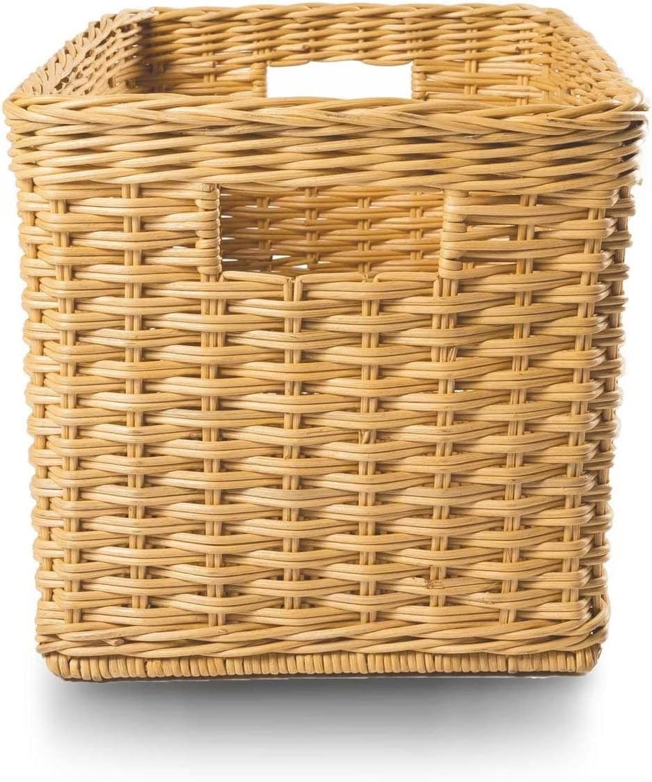 The Basket Lady Tall Rectangular Wicker Storage Basket, Small, 16.5 in L x 10.5 in W x 10.5 in H
