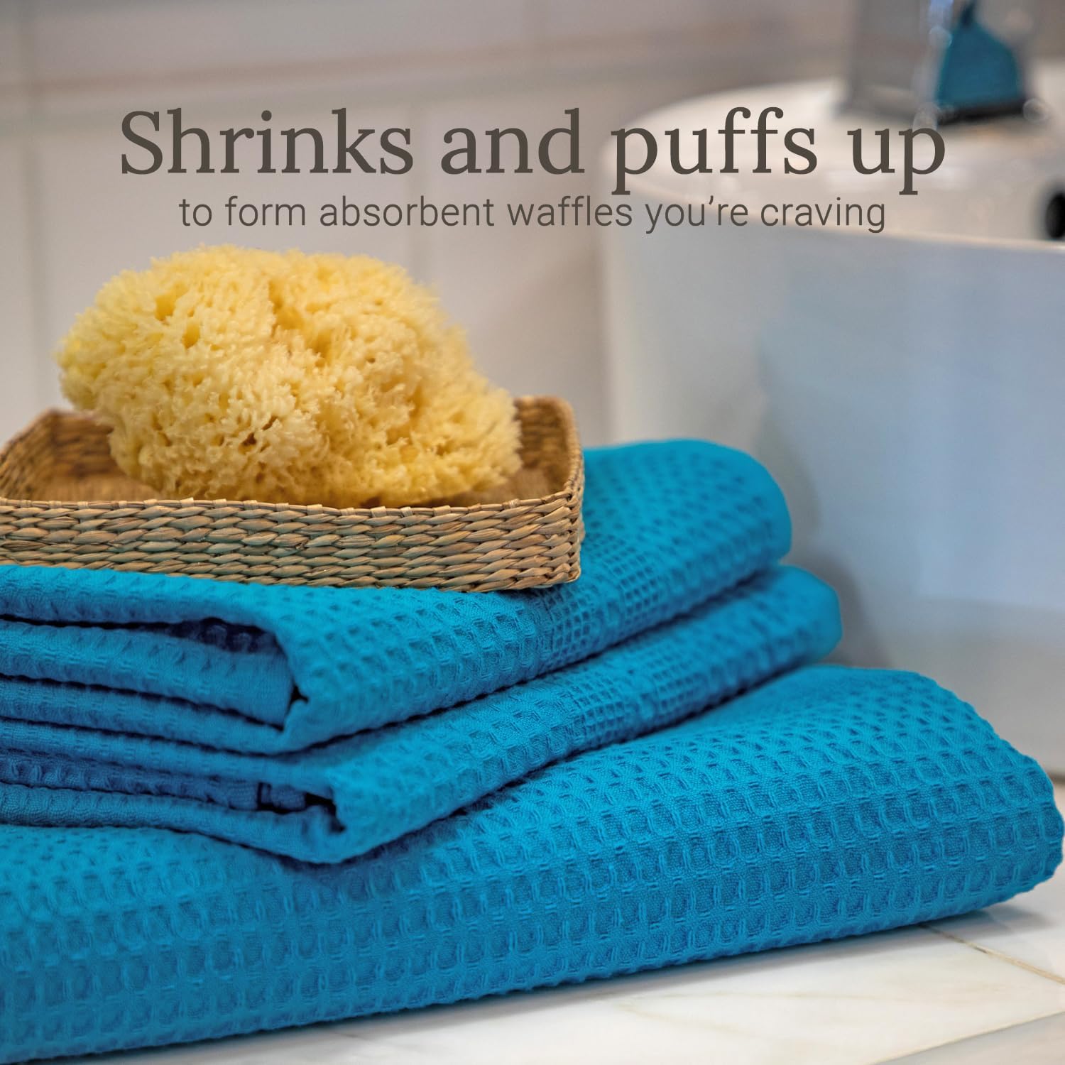 GILDEN TREE Waffle Hand Towels for Bathroom Quick Dry Towel Super Absorbent Thin 100% Cotton Hand