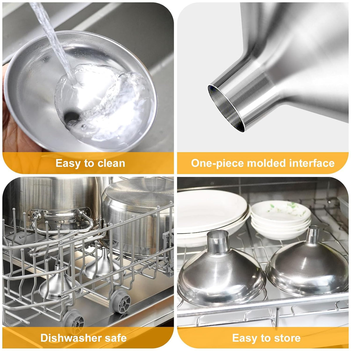 Kitchen Funnel, Stainless Steel funnels for Kitchen use Filling Bottles, one-Piece Funnel is