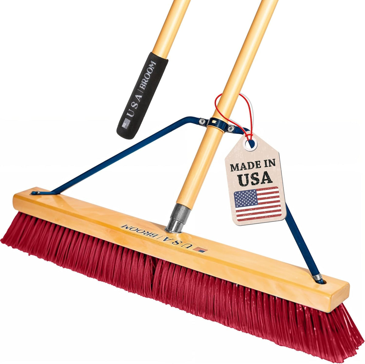 24" Everyday Sweep Indoor/Outdoor Push Broom with 60" Handle. Ideal for Garages & Shops. Durable