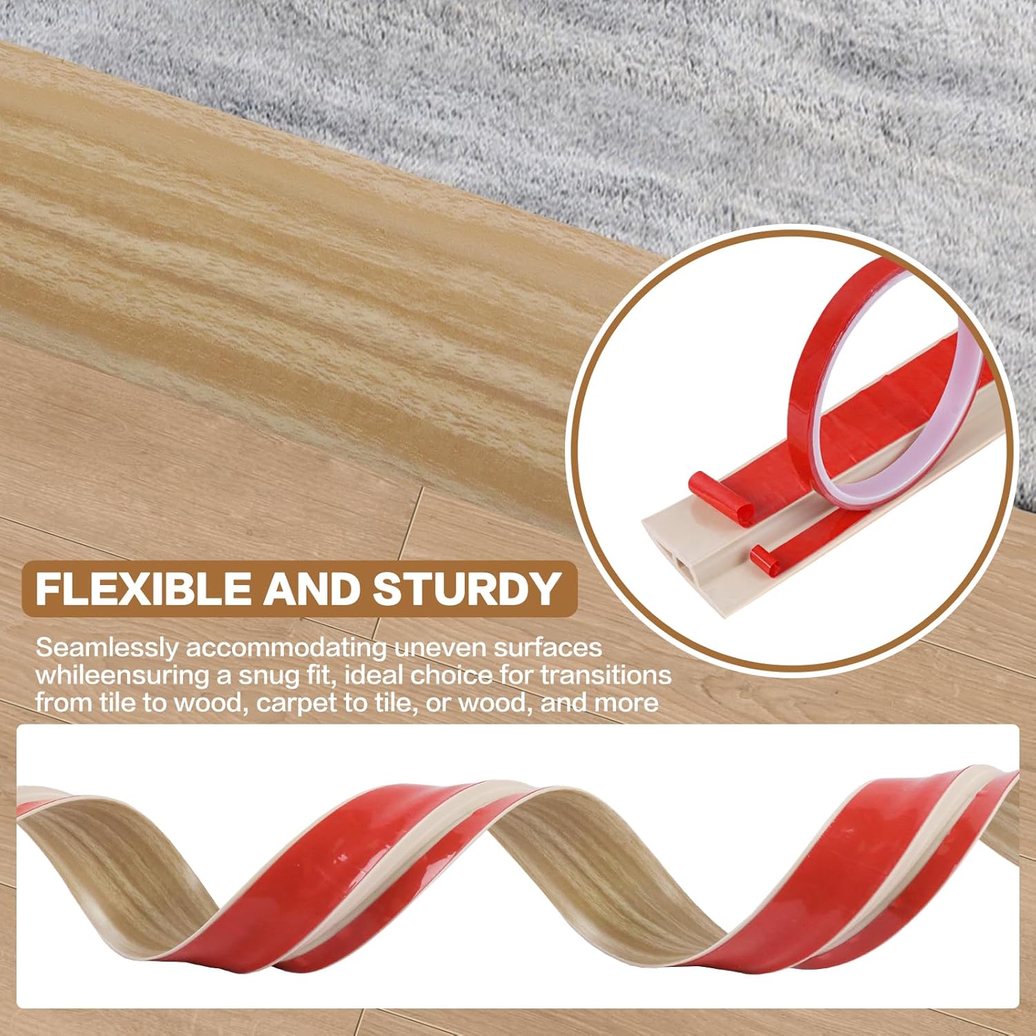 Floor Transition Strip Vinyl Door Threshold Ramp Self Adhesive Carpet Edging Strip Doorway Edge