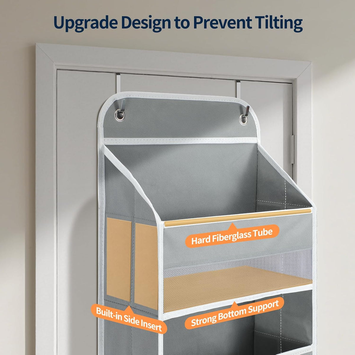 Yecaye Over The Door Organizer Storage, 5-Tier Heavy Duty Door Organizers Hanging with 10 Side Mesh