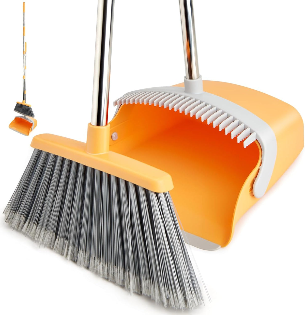 Broom and Dustpan Set, Dustpans with Broom Combo for Home, Heavy Dust Dustpan and Broom Combo, Long