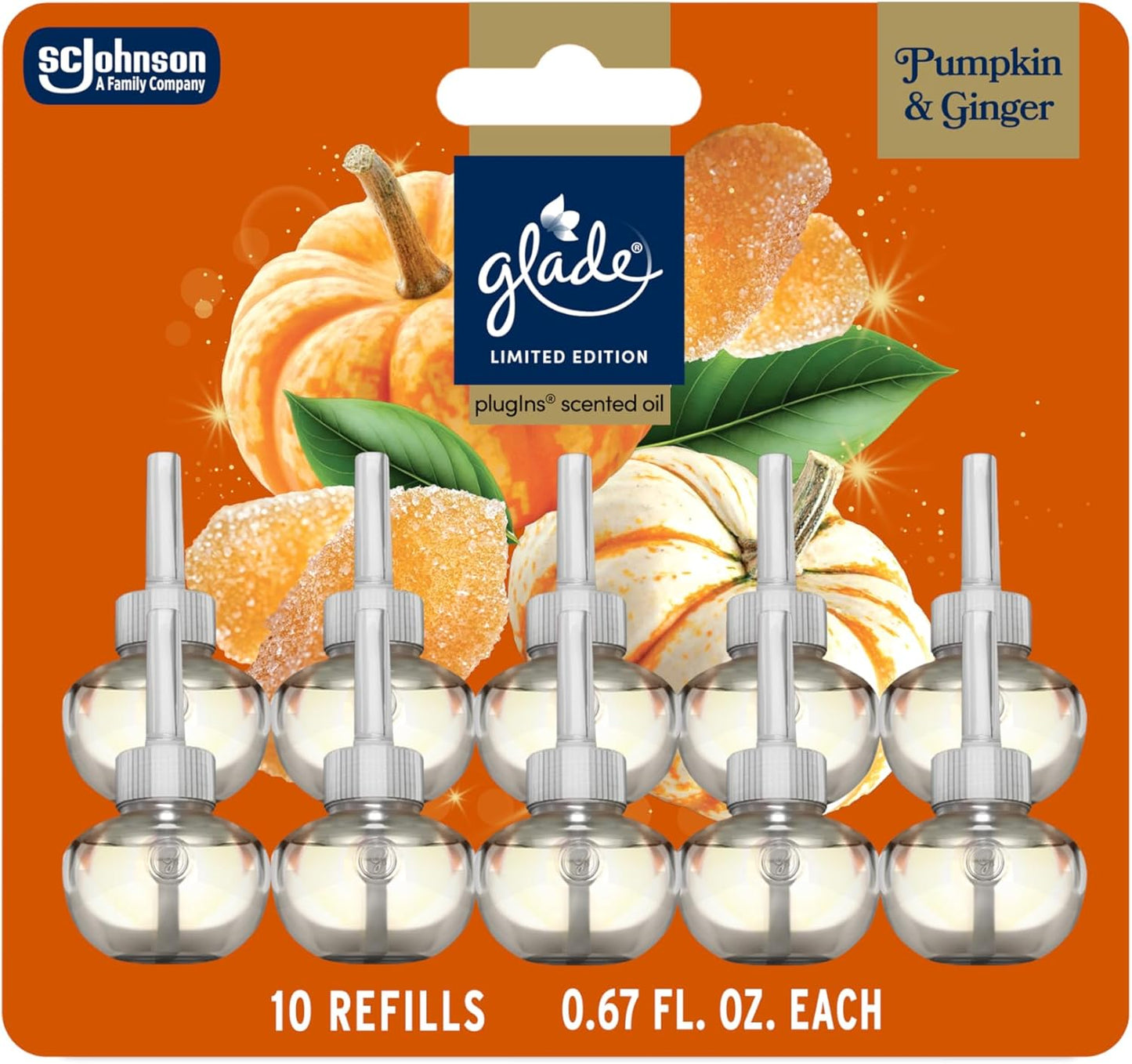 Glade PlugIns Refills Air Freshener, Pumpkin & Ginger, Scented and Essential Oils for Home and