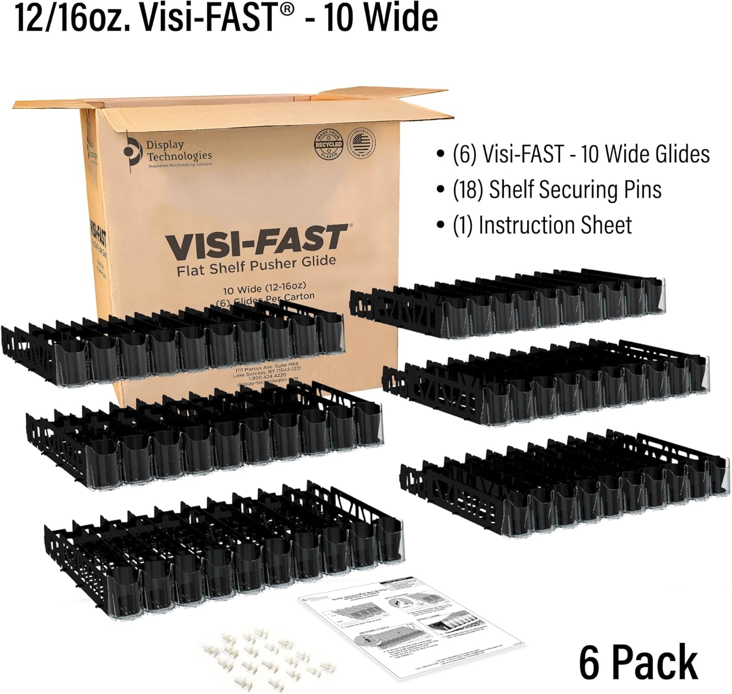 Visi-FAST Spring Push Drink Dispenser, Refrigerator Organizers and Storage for 12/16 oz Beverages