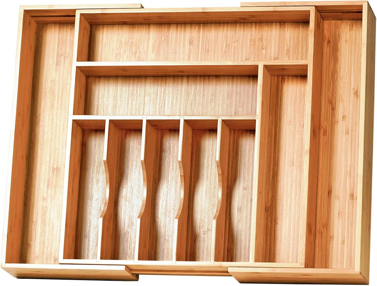 Umilife Extra Large Expandable Kitchen Siverware Utensils Drawer Organizer, 19" Deep for Big