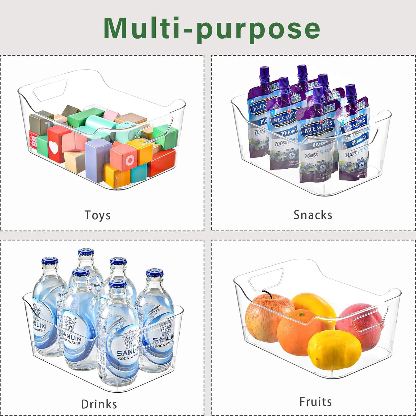 12 Pack Clear Plastic Storage Bins, Pantry Organizers and Storage, Clear Pantry Organizer Bins