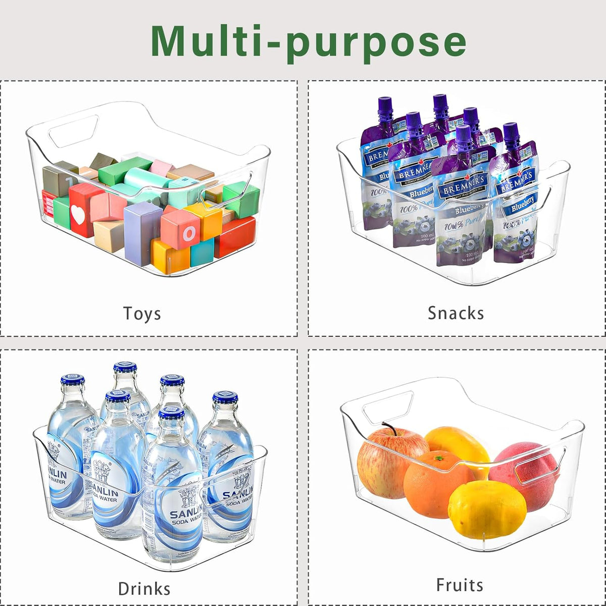 12 Pack Clear Plastic Storage Bins, Pantry Organizers and Storage, Clear Pantry Organizer Bins