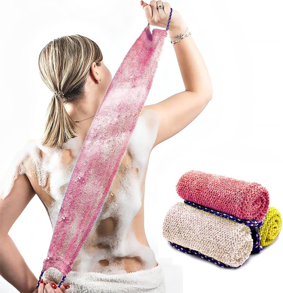 African Net Sponge with Handles 3 Pieces Long African Exfoliating Net Washcloth Bath Sponge Net