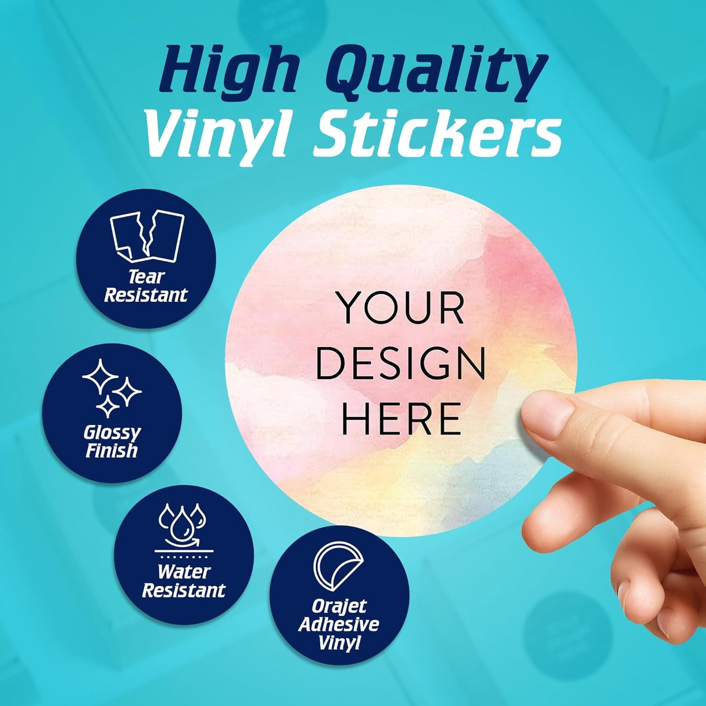 100 Custom Vinyl Stickers - Upload Your own Image, Text, Design, Logo - Personalized Logo Labels
