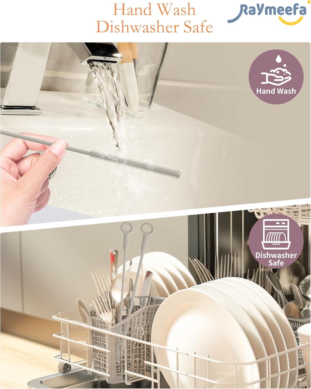Extra Long Straw Cleaner Brush,Reusable and Soft Silicone Straw Cleaning Brush to Clean