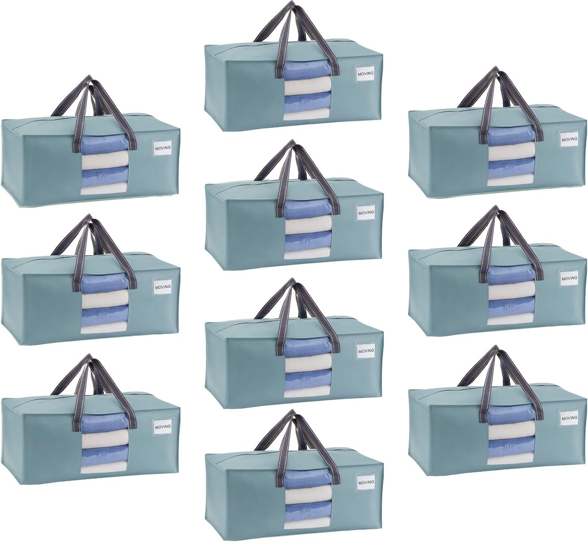 VENO 10 Pack Moving Bags for College, Heavy-Duty Storage Totes, Moving Boxes and Wardrobe Packing