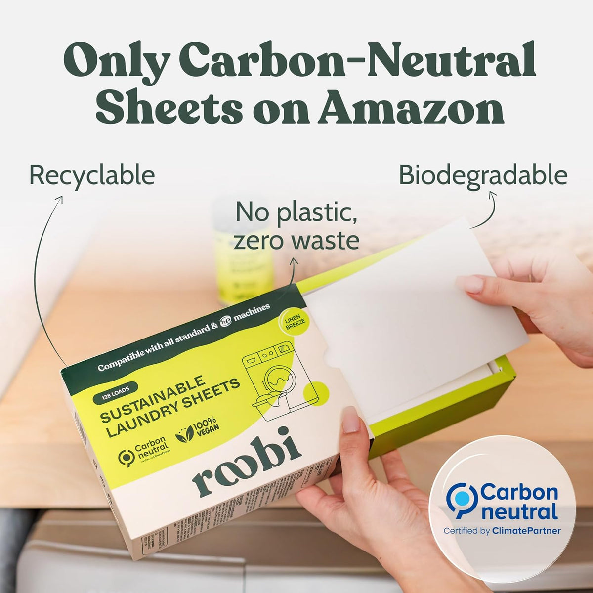 Roobi Laundry Detergent Sheets. Up to 128 Loads, Liquidless Detergent. Carbon Neutral, 100% Vegan &