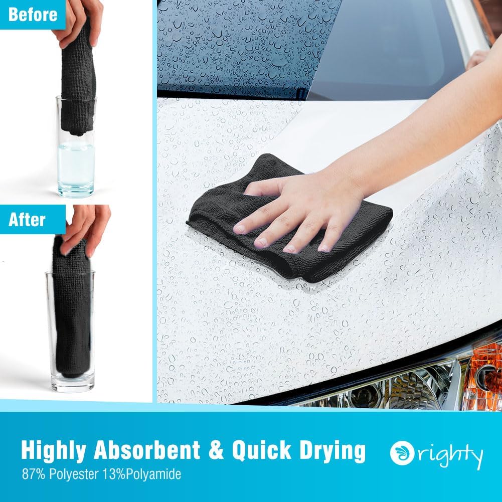 Orighty Microfiber Cleaning Cloth, 12 Pack Microfiber Towels for Cars, Highly Absorbent Car