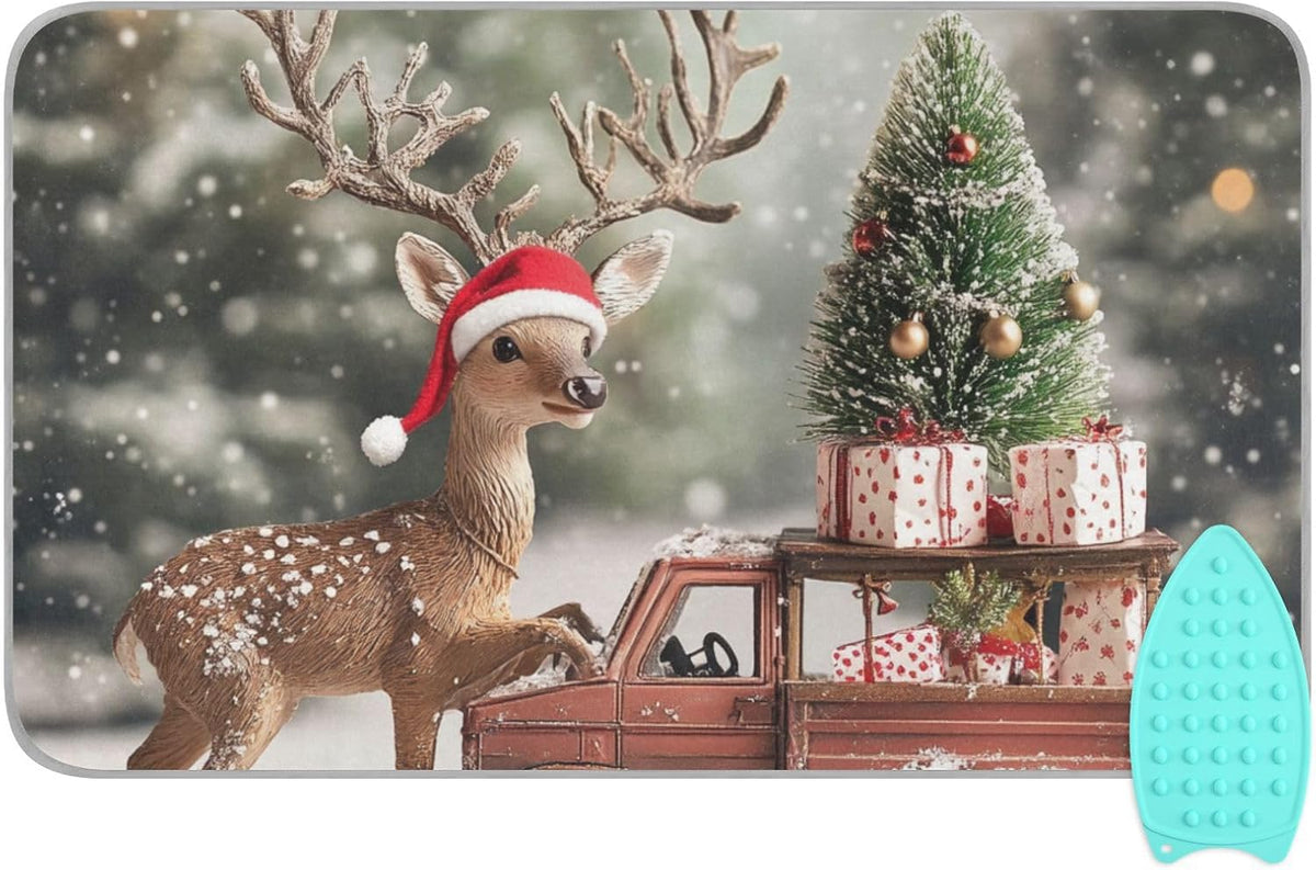 Christmas Tree Elk Truck Ironing Mat for Table top Portable Ironing Pad Blanket for Washer Dryer