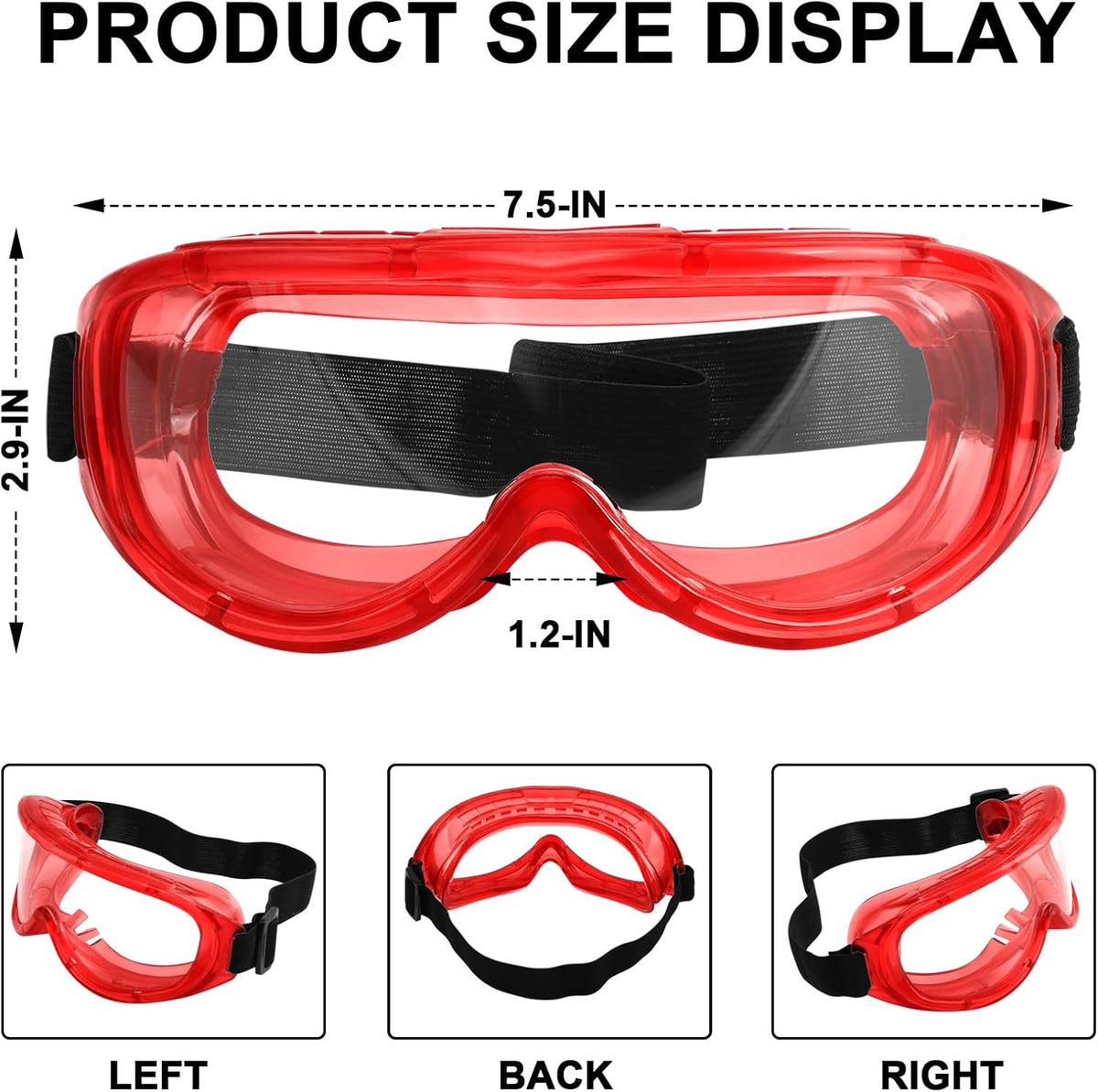 OXG 6 Pack Protective Safety Goggles Anti-Fog, Adjustable Chemical Splash Eye Protection Science