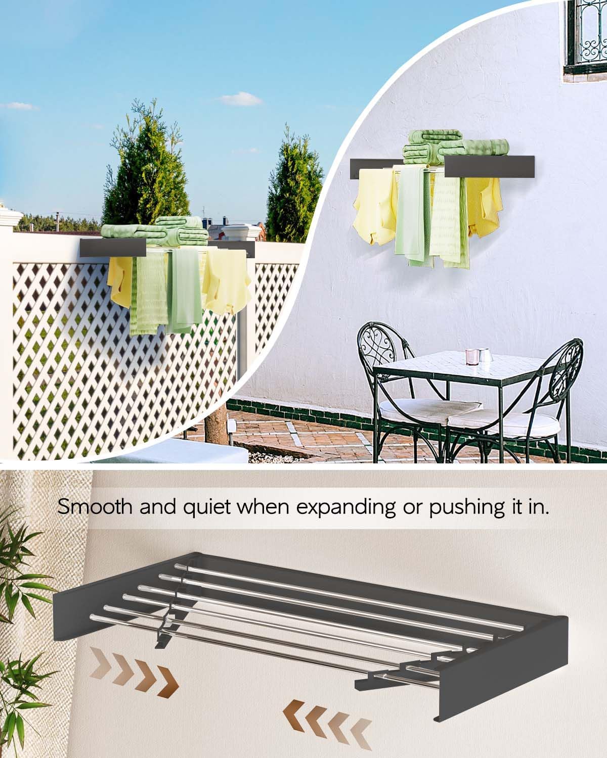 Wall Mounted Clothes Drying Rack 40", Foldable Wall Mount Laundry Rack Folding Indoor, Drying Rack