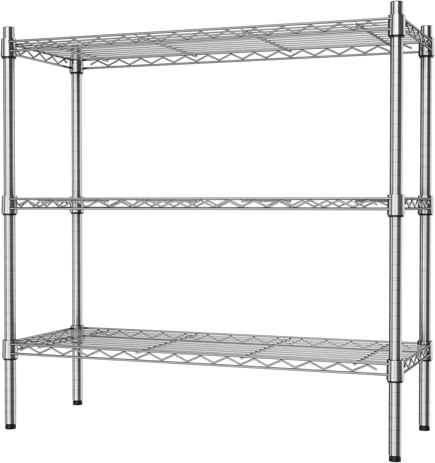 Auslar 3-Shelf Storage Wire Shelves Heavy Duty 3 Tiers Standing Shelving Units Adjustable Metal