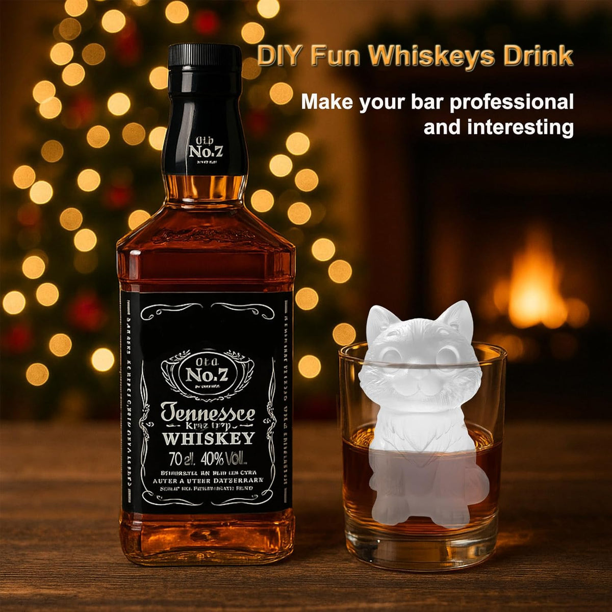 3D Cat Ice Cube Silicone Molds Tray for Whiskey, Cocktail, Drink Decor, Bar; Rich Details. Cute