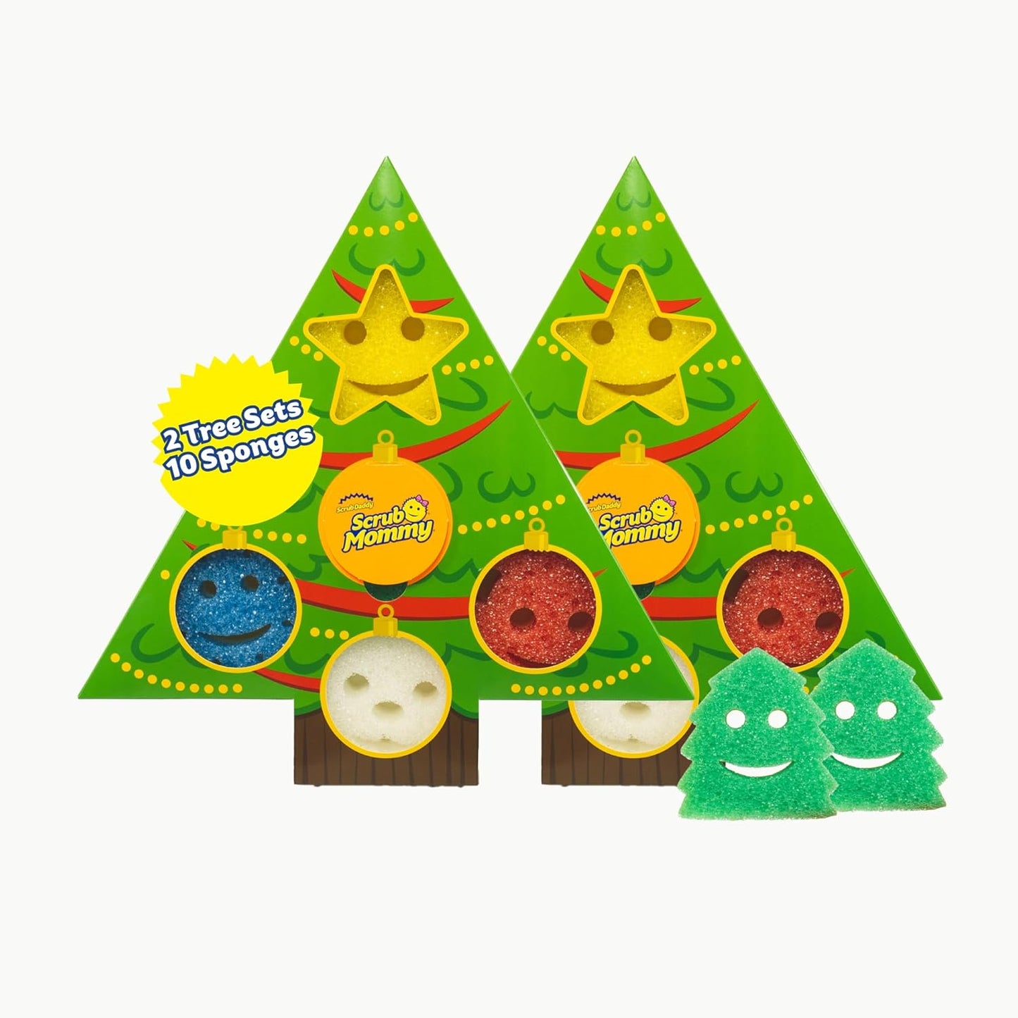 Scrub Daddy Scrub Mommy Holiday Christmas Tree Gift Box Set, Non-Scratch Christmas Cleaning Sponges