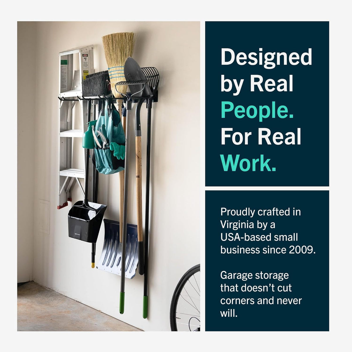 StoreYourBoard Wall-Mounted Rack With 4 Garage Hooks – Heavy-Duty Steel Holder Garage & Garden