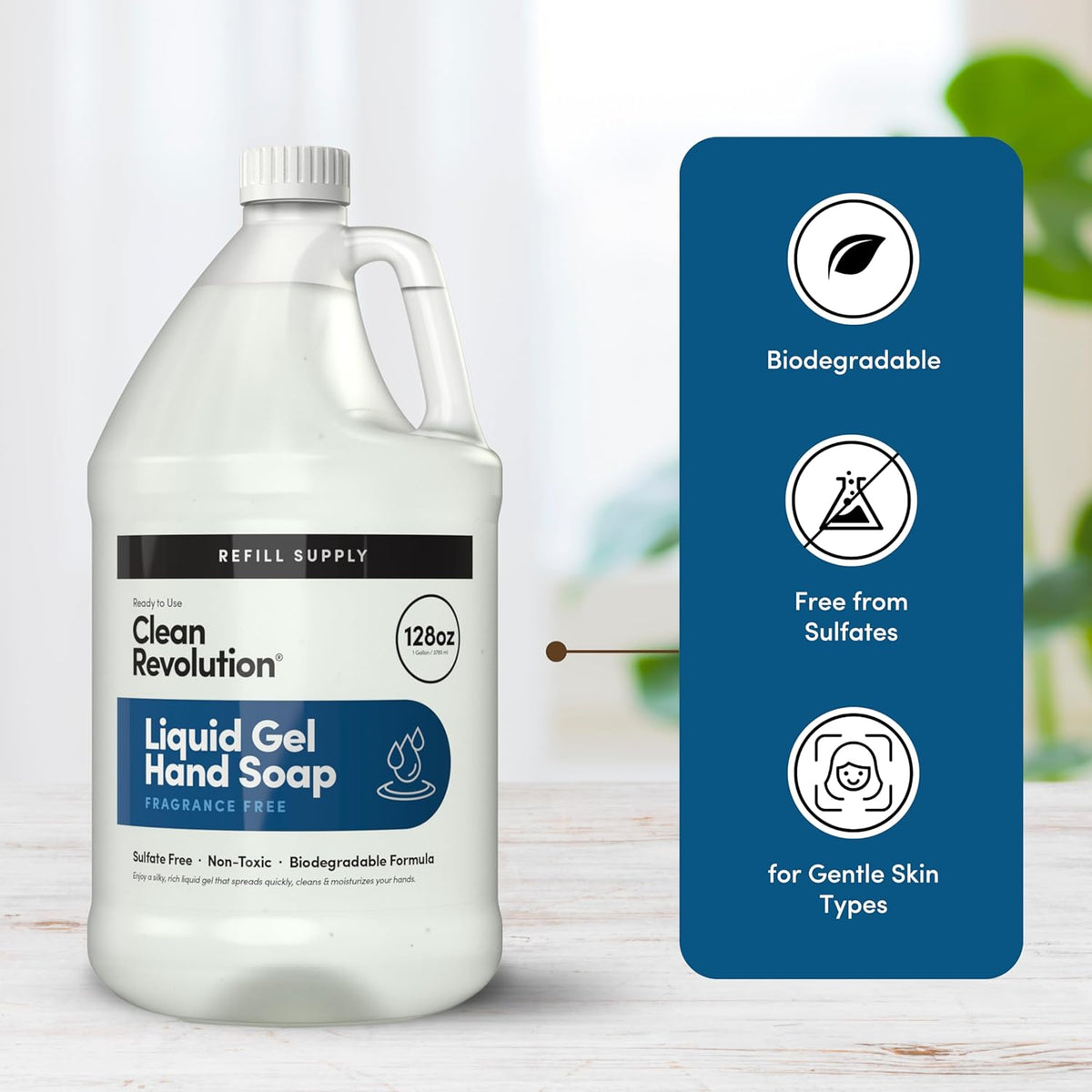 Clean Revolution Liquid Gel Hand Soap, Silky Rich Liquid, Quick Lather, Fast Rinsing, Contains Real