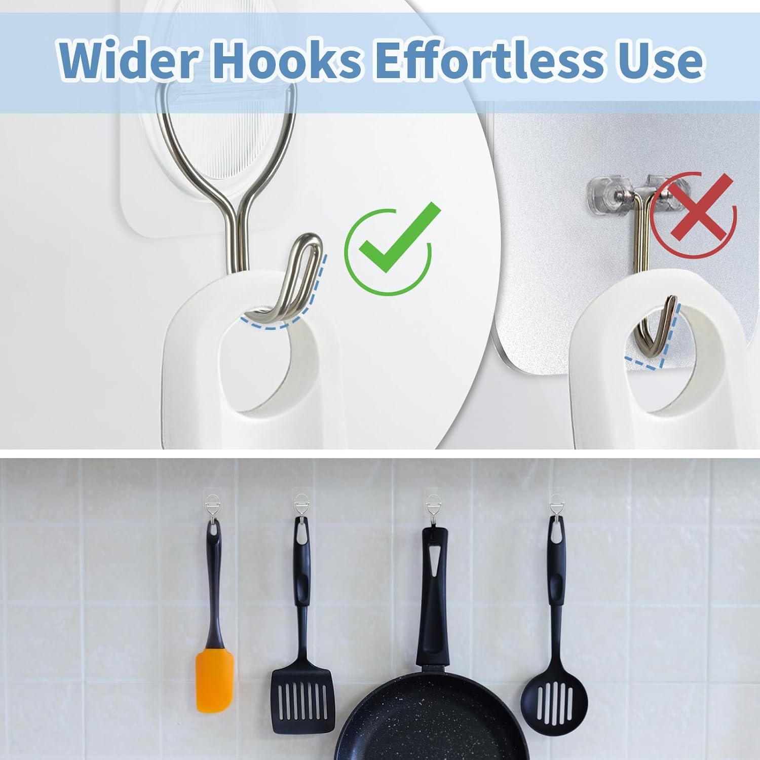 Adhesive Wall Hooks No Damage, Stick On Hooks for Hanging 10 Pack - Transparent Stainless Steel 5KG