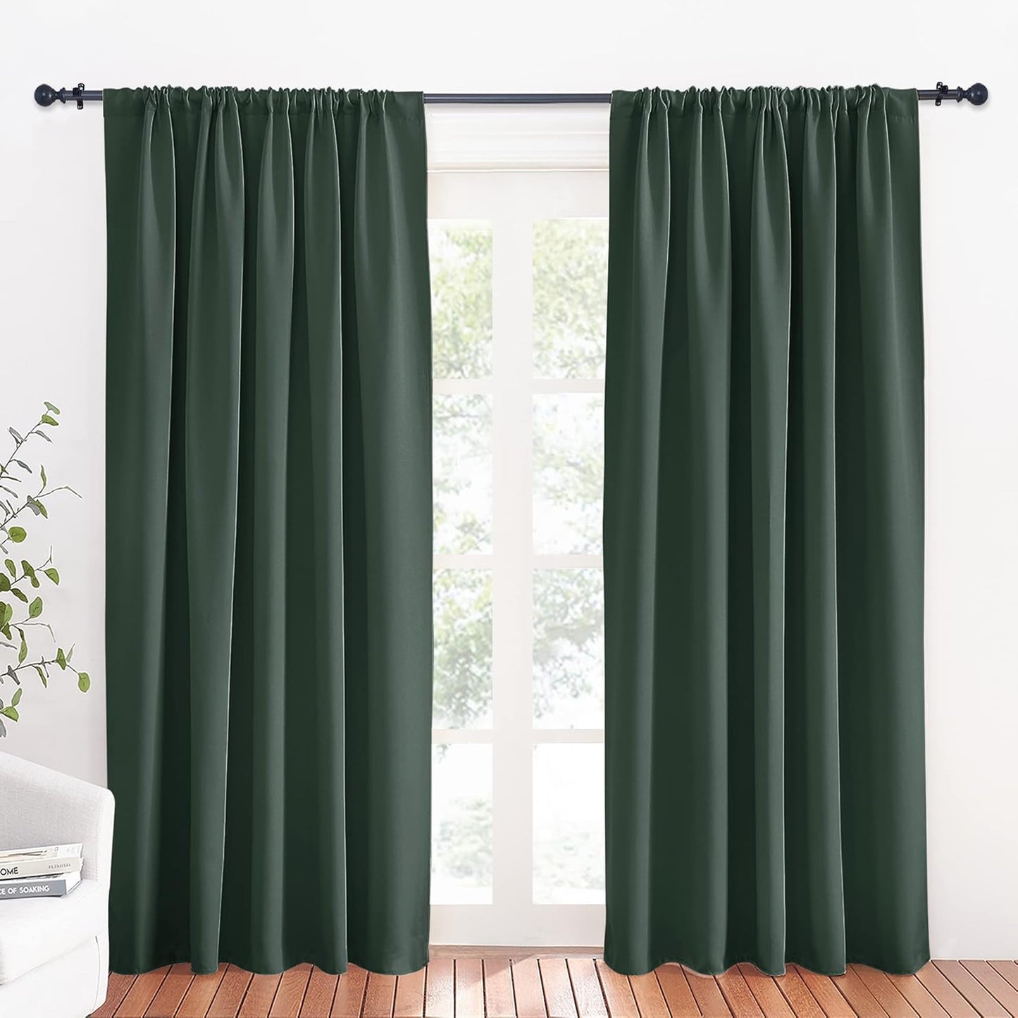 RYB HOME Room Darkening Curtains 84 inches Length 2 Panels Set, Extra Wide Privacy Assured Blackout
