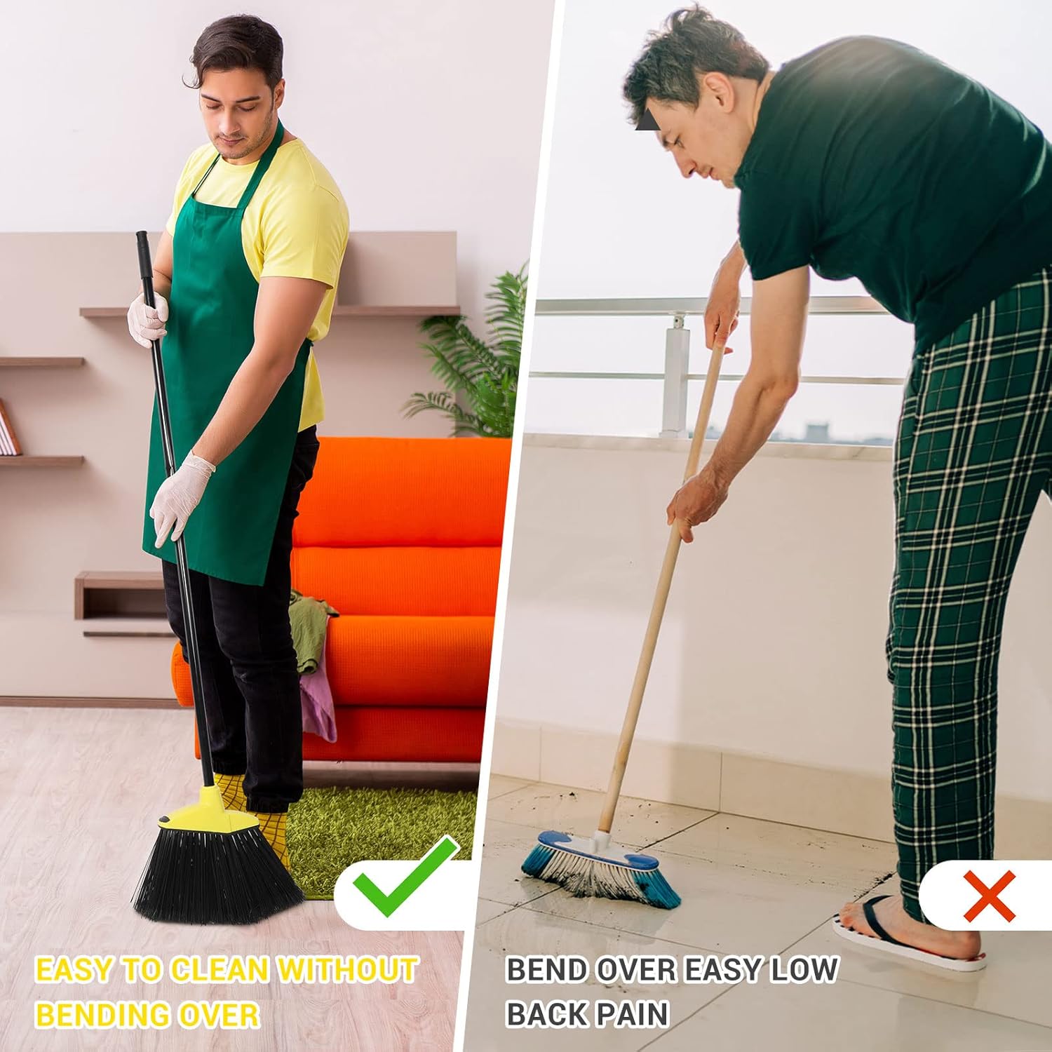 WILLBOND 20 Pcs Heavy Duty Broom Outdoor Indoor Commercial Angle Brooms Bulk for Courtyard Garage