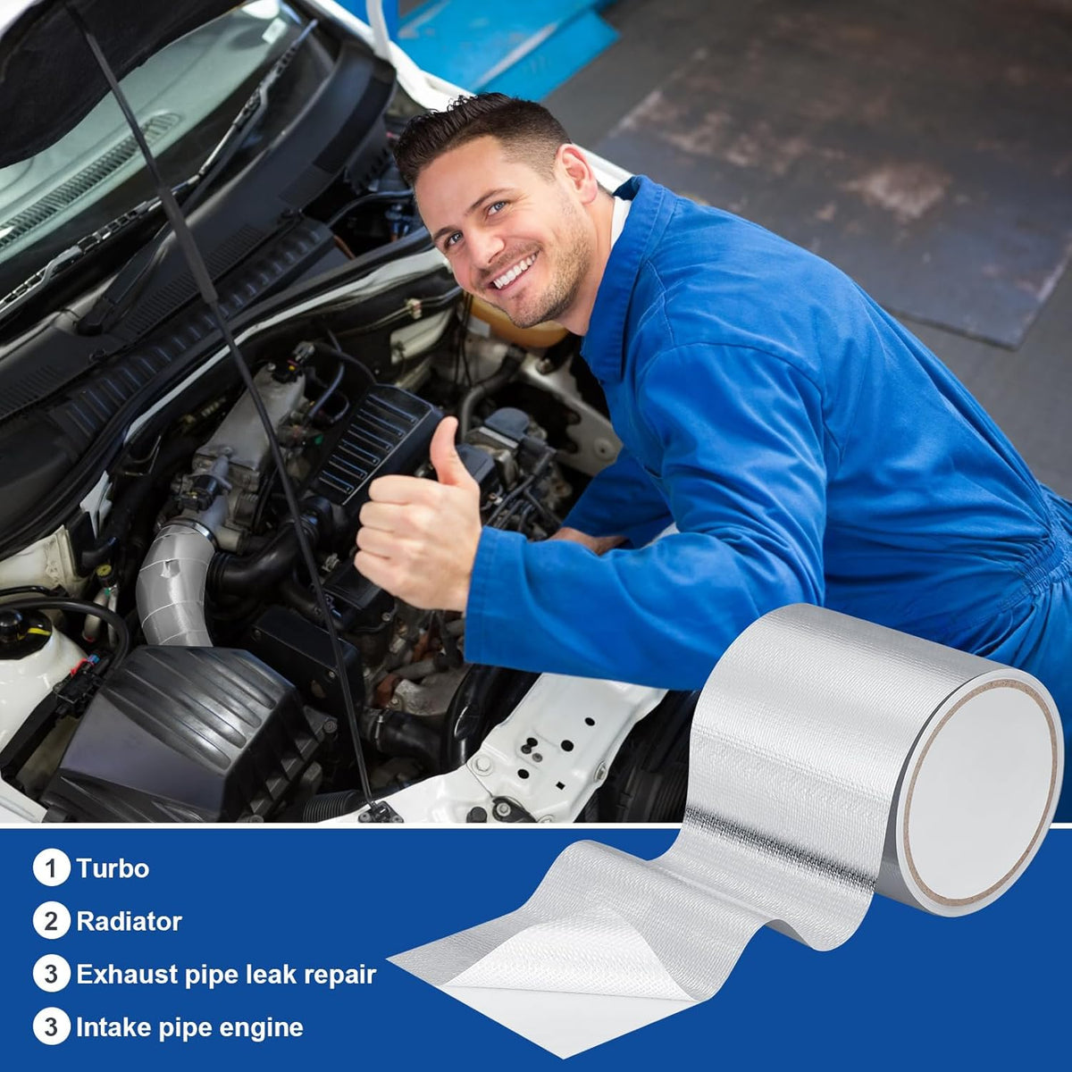 Zonon 2 Rolls Aluminum Foil Tape Heat Shield Tape Barrier Adhesive Reflective Fiberglass Thermal