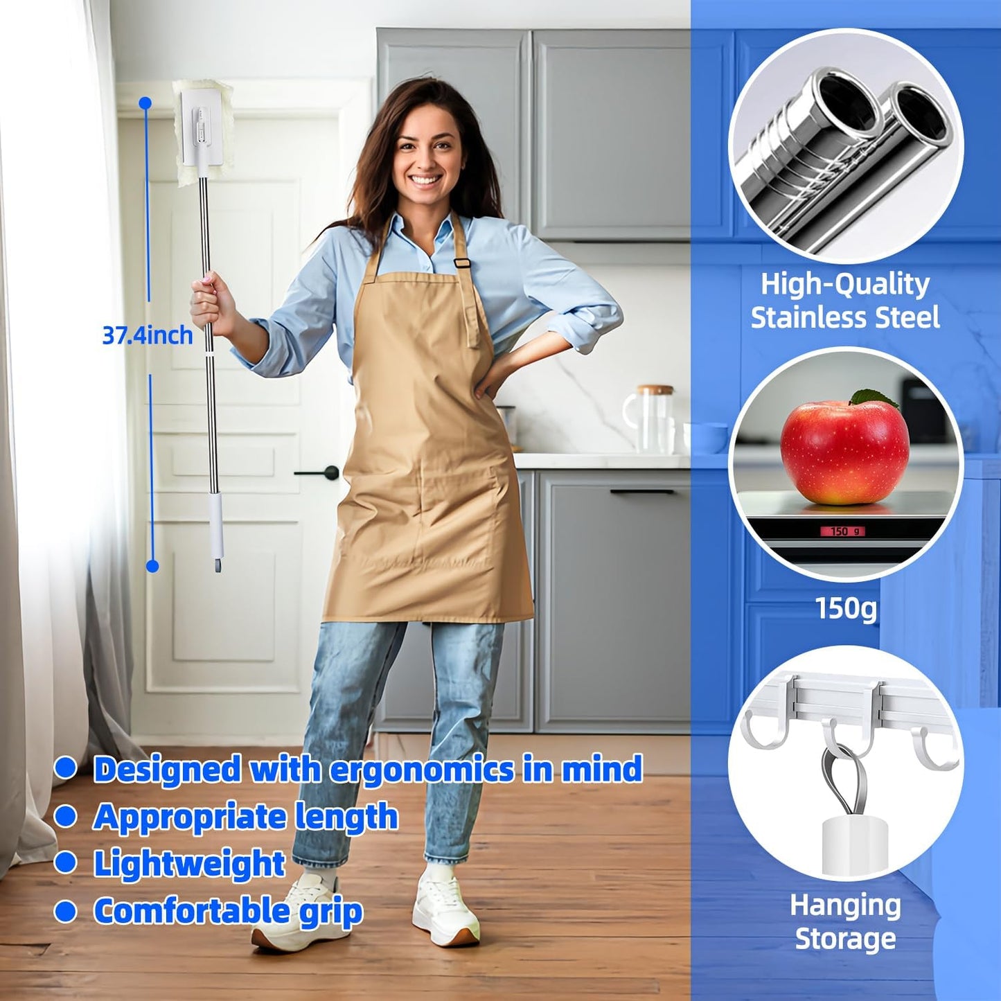 Mini Sweeper Mop No-Touch Dirty Cleaning Flat Dust Mop for Dry Wet Disposable Pads, Multi Surface