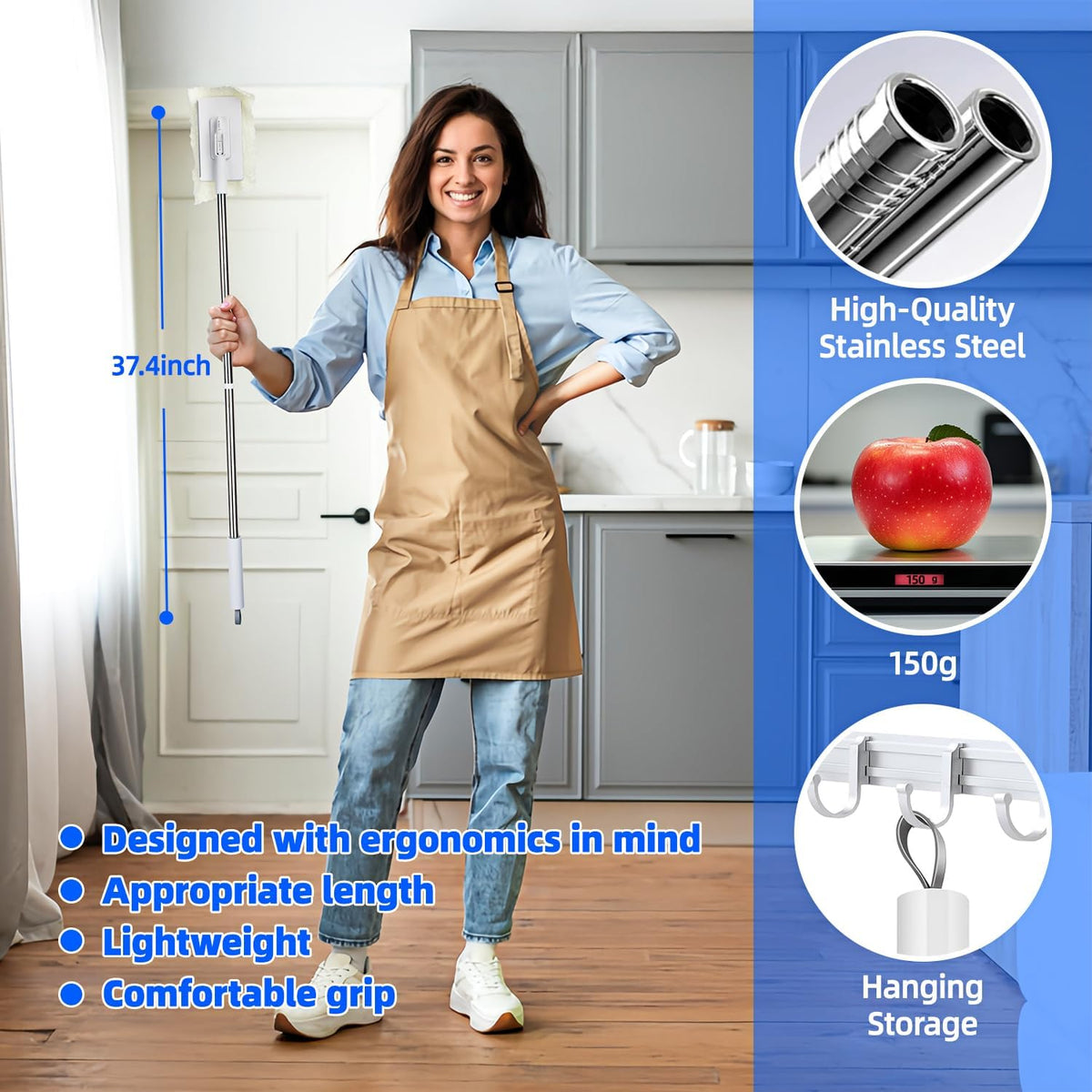 Mini Sweeper Mop No-Touch Dirty Cleaning Flat Dust Mop for Dry Wet Disposable Pads, Multi Surface
